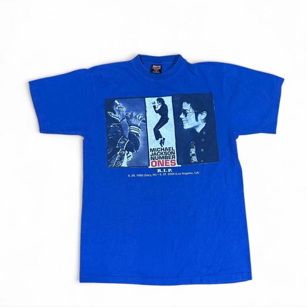 Vintage 2009 Michael Jackson Number Ones R.I.P. Memorial T-Shirt XL Blue